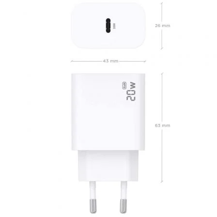 Aisens Cargador de Pared GaN 20W USB-C Blanco A110-0938